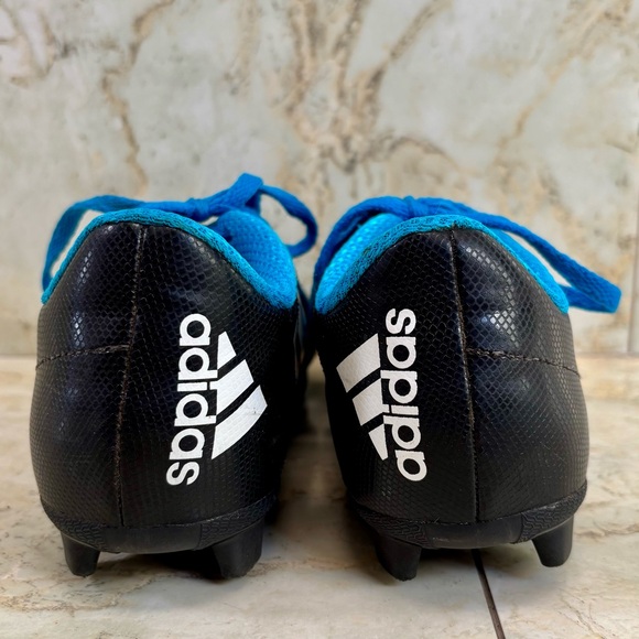 Adidas Kid's Conquisto FG J Firm Ground Boots Black/Blue - Size 2.5 - Picture 9 of 12
